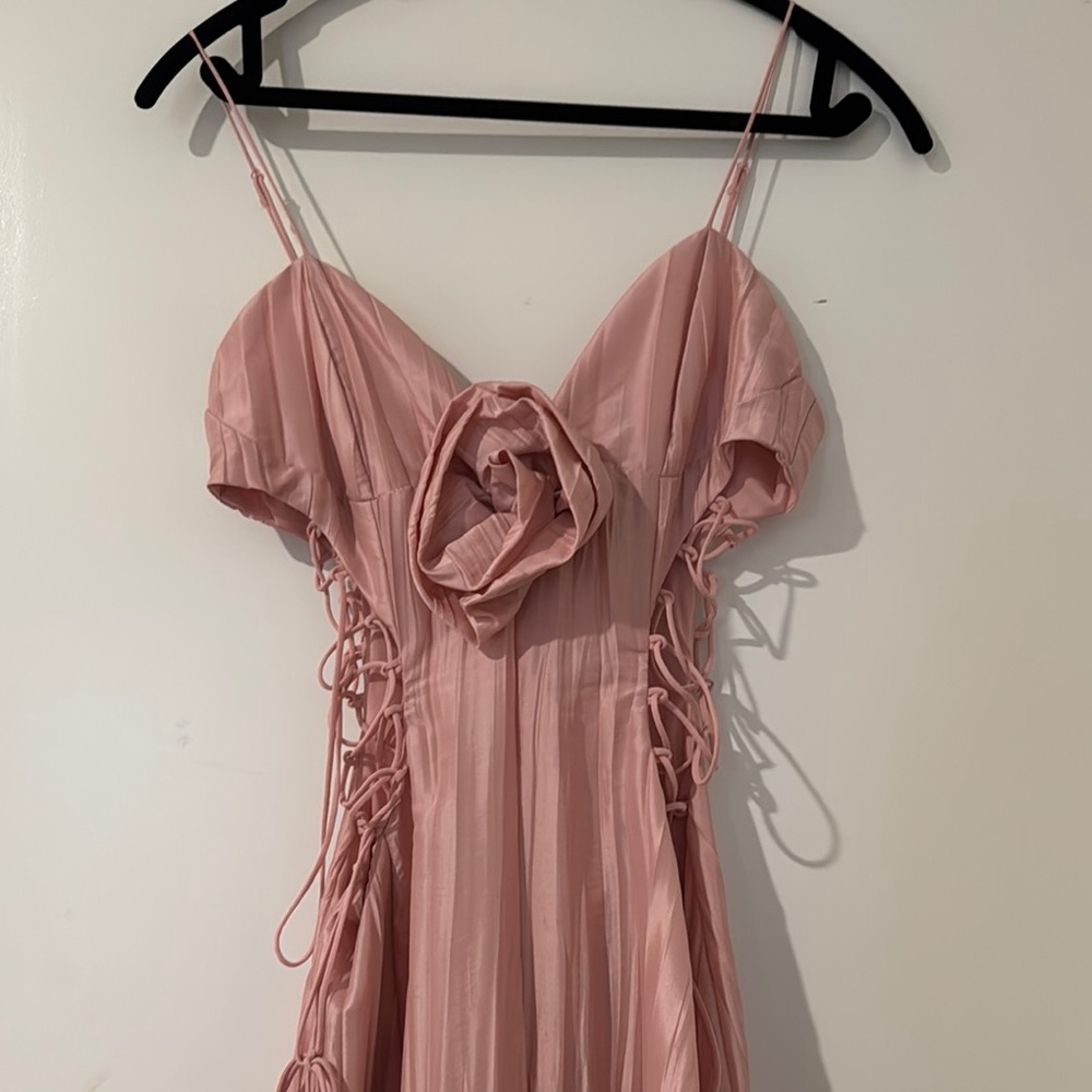For Love And Lemons Pink Pleated Spaghetti Strap Gown - Picture 4 of 7